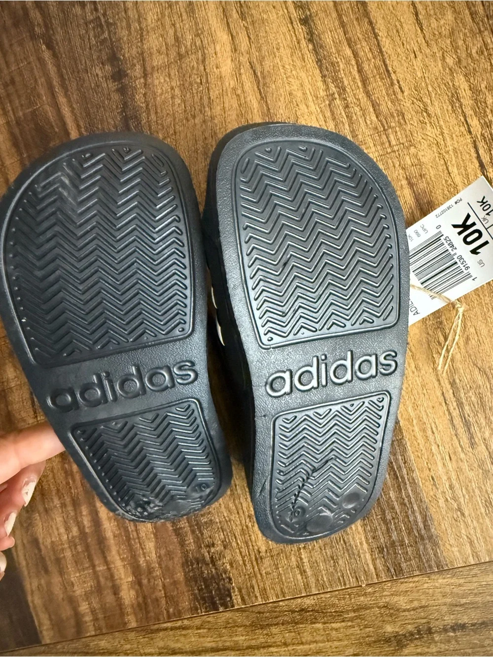 adidas Black and White Kids Slide Sandals